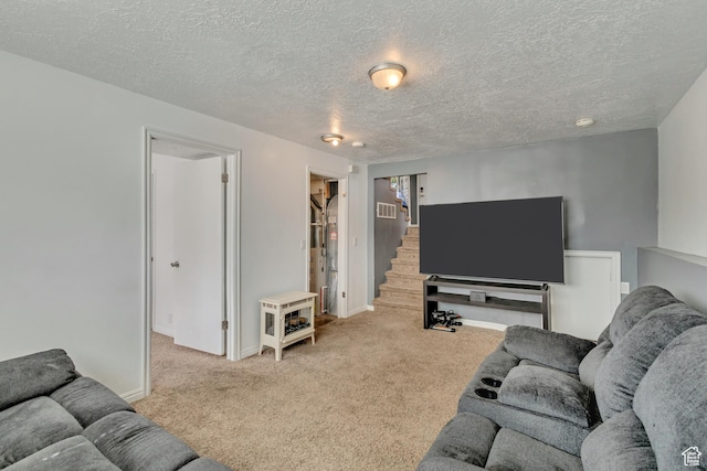 2683 S Melville Dr, Magna, UT 84044 - living room with a textured ceiling, carpet floors, and baseboards