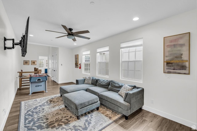 4301 W Canterbury Rd, Hurricane, UT 84737 - living area featuring baseboards, wood finished floors, and a ceiling fan