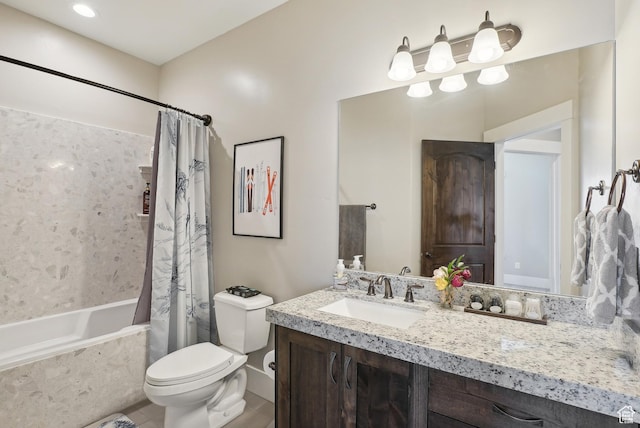 1713 E Viewside Cir, Hideout, UT 84036 - bathroom with tile patterned floors, toilet, vanity, and shower / bathtub combination with curtain