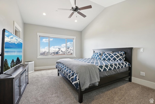 1713 E Viewside Cir, Hideout, UT 84036 - bedroom featuring baseboards, carpet flooring, ceiling fan, and vaulted ceiling