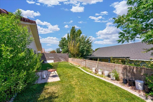 2050 W Canyon View Dr Unit 203, St George, UT 84770 - view of yard with a fenced backyard and a patio area