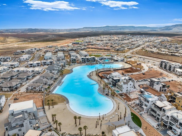 drone / aerial view with a mountain view