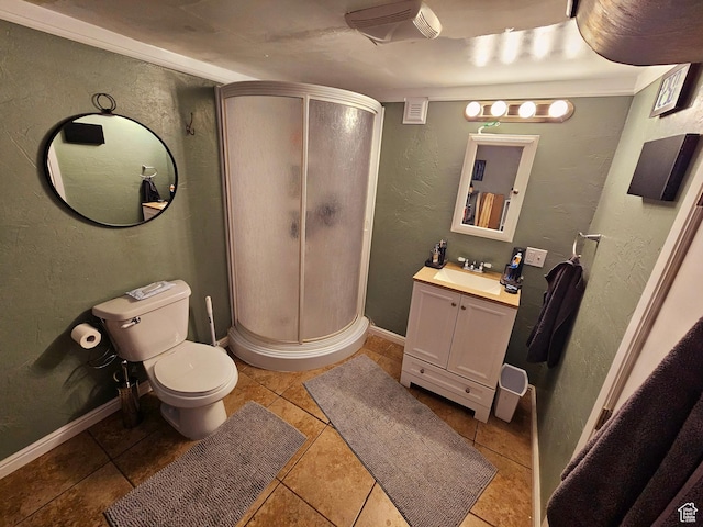 3824 S 500 E, South Salt Lake, UT 84106 - full bathroom with a shower stall, baseboards, toilet, vanity, and a textured wall