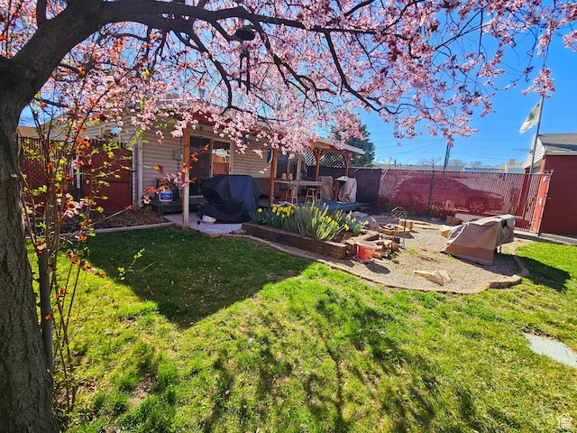 3824 S 500 E, South Salt Lake, UT 84106 - view of yard with a fenced backyard, a pergola, and a patio