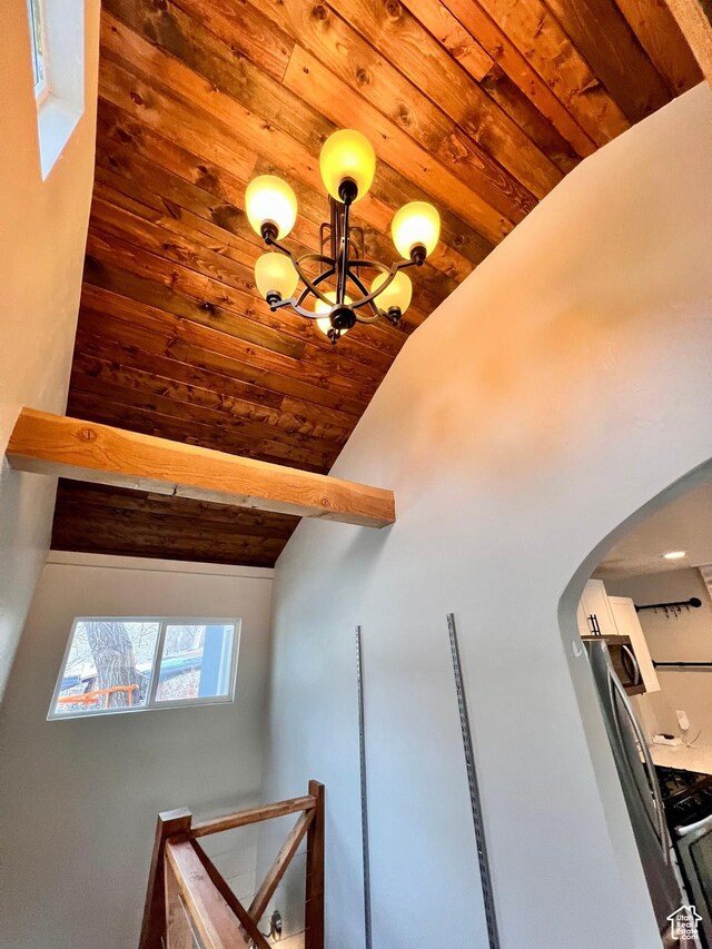 details with wooden ceiling and arched walkways