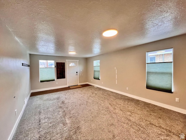 spare room with baseboards, carpet flooring, a textured ceiling, and plenty of natural light