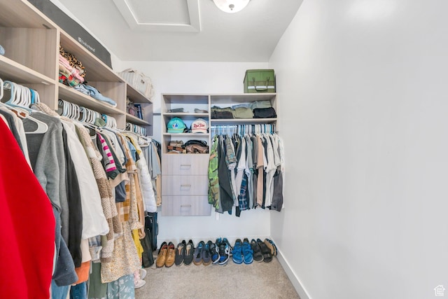 2740 E Kistler Aly, Eagle Mountain, UT 84005 - walk in closet featuring attic access and carpet