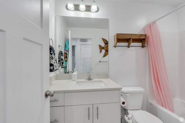 2740 E Kistler Aly, Eagle Mountain, UT 84005 - bathroom featuring toilet, shower / tub combo, and vanity