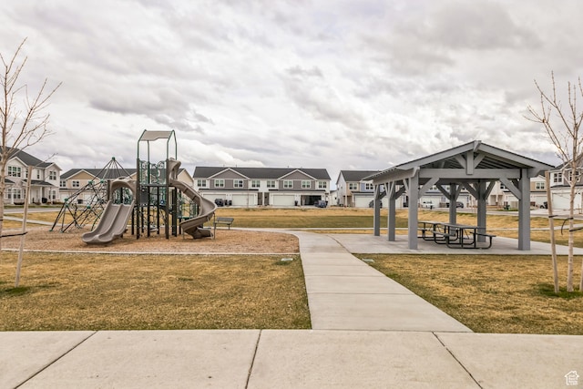 917 W 1000 N Unit 6, Tremonton, UT 84337 - community jungle gym featuring a gazebo, a residential view, and a lawn