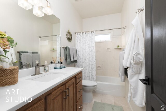 486 W 1200 N, Mapleton, UT 84664 - full bathroom with shower / bath combination with curtain, toilet, tile patterned flooring, and vanity
