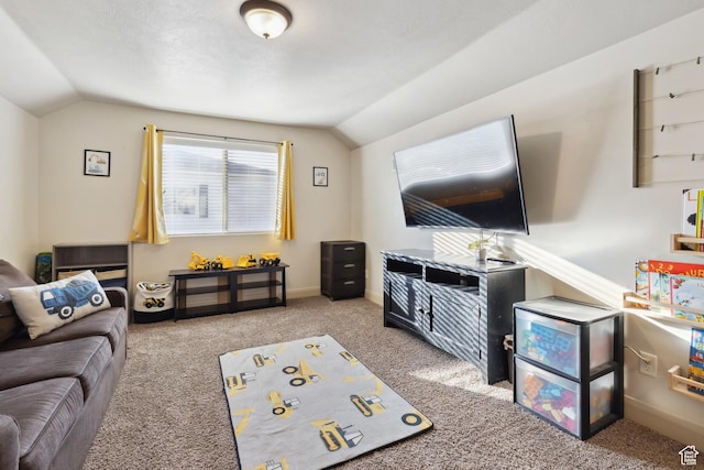 6212 W 100 S, Hurricane, UT 84737 - carpeted living room with baseboards and vaulted ceiling