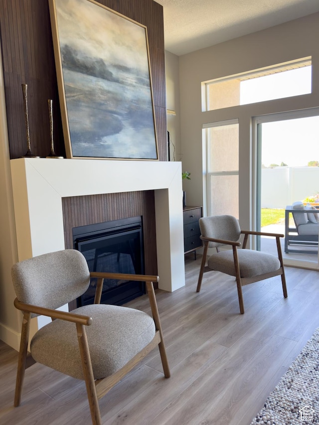 4436 W 1050 S Unit 104, West Point, UT 84015 - living area featuring a glass covered fireplace and light wood-type flooring
