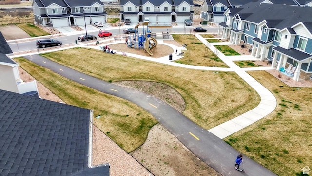 aerial view with a residential view