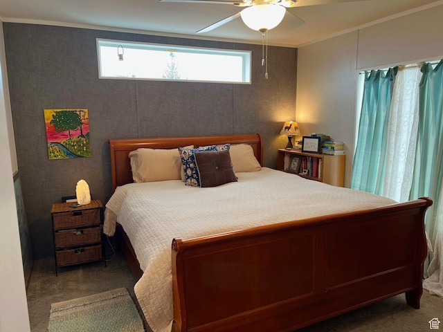3203 S Nina Loop, Garden City, UT 84028 - carpeted bedroom with a ceiling fan and crown molding