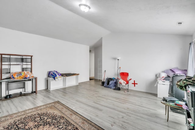 3127 W 525 N, West Point, UT 84015 - rec room featuring baseboards, wood finished floors, and vaulted ceiling