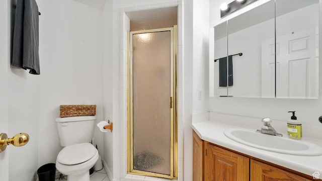 2484 Oakridge Dr, Spanish Fork, UT 84660 - bathroom with a shower stall, toilet, and vanity