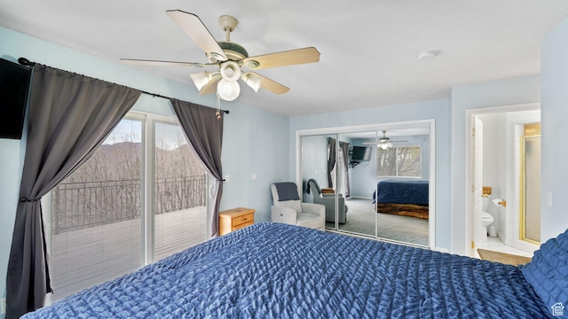 2484 Oakridge Dr, Spanish Fork, UT 84660 - bedroom with a closet, carpet flooring, multiple windows, and a ceiling fan