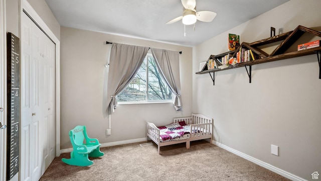 2484 Oakridge Dr, Spanish Fork, UT 84660 - carpeted bedroom with baseboards, a closet, and a ceiling fan
