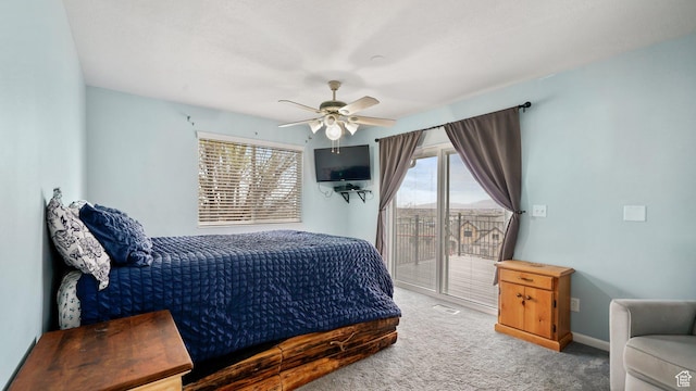 2484 Oakridge Dr, Spanish Fork, UT 84660 - bedroom featuring baseboards, carpet floors, access to outside, and a ceiling fan