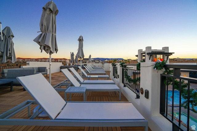 5399 S Cerulean Ln Unit 95, St George, UT 84790 - patio terrace at dusk with a balcony