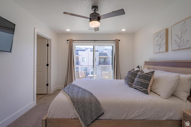 5399 S Cerulean Ln Unit 95, St George, UT 84790 - carpeted bedroom with recessed lighting, baseboards, ceiling fan, and a textured ceiling