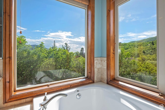 5888 E Pioneer Fork Rd N, Salt Lake City, UT 84108 - bathroom featuring a bathtub and a mountain view