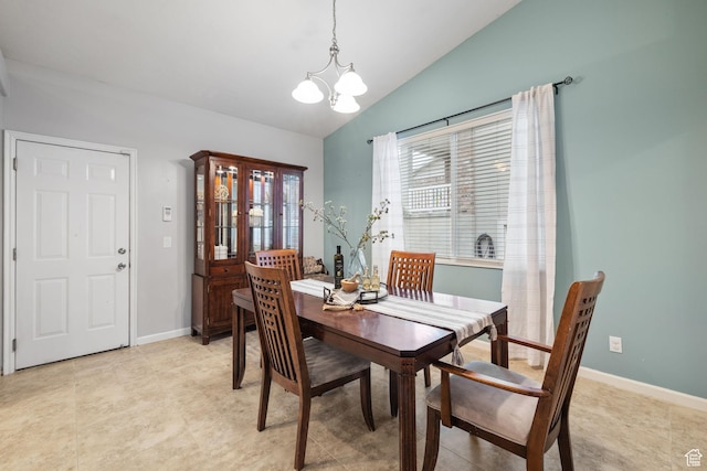 13968 S Hawberry Rd E, Draper, UT 84020 - dining space featuring baseboards, a notable chandelier, and lofted ceiling