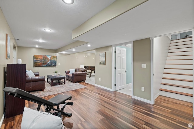 13968 S Hawberry Rd E, Draper, UT 84020 - workout area featuring baseboards, wood finished floors, and recessed lighting
