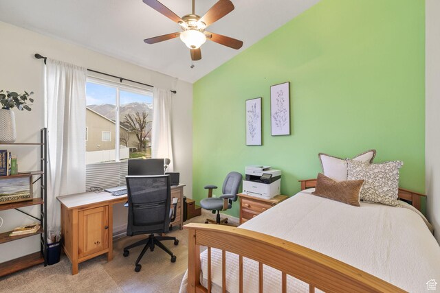 13968 S Hawberry Rd E, Draper, UT 84020 - bedroom featuring lofted ceiling and ceiling fan