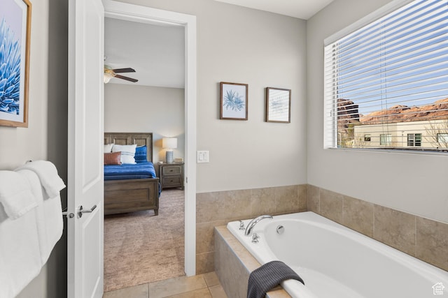 429 N 600 W, Moab, UT 84532 - full bath with connected bathroom, a garden tub, tile patterned floors, and ceiling fan