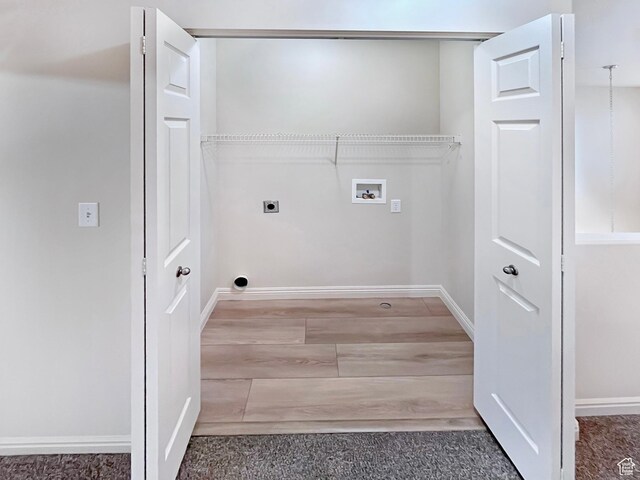 5262 W Cool Water Way, West Jordan, UT 84081 - laundry area with washer hookup, baseboards, wood finished floors, laundry area, and hookup for an electric dryer