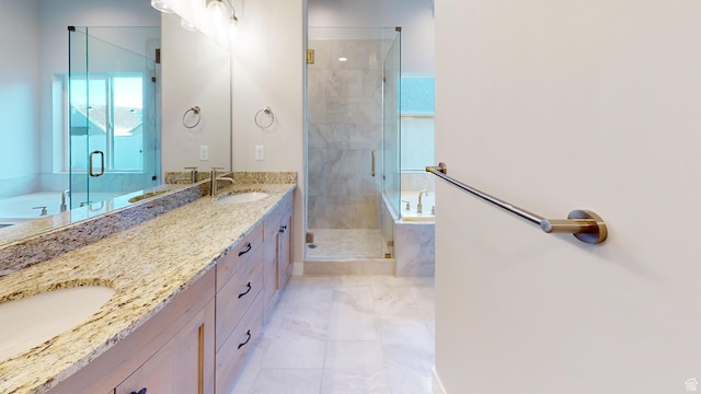 2696 W 2495 S Unit 207, Syracuse, UT 84075 - full bath featuring double vanity, a sink, a garden tub, and a shower stall