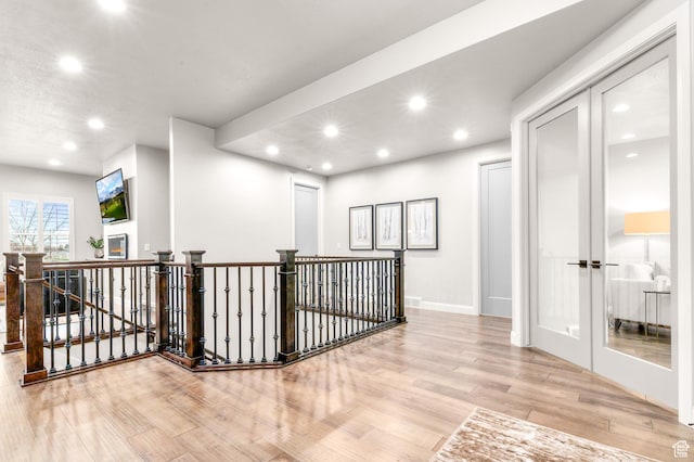 86 E 1675 S, Farmington, UT 84025 - hall featuring wood finished floors, an upstairs landing, and recessed lighting
