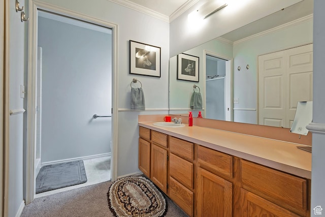 1077 E Deerwalk Ln S, Ogden, UT 84404 - bathroom with vanity and ornamental molding