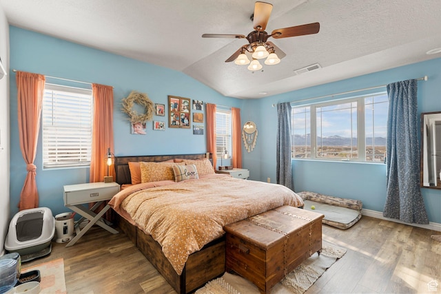 6832 W 1500 N, Cedar City, UT 84721 - bedroom with visible vents, a textured ceiling, vaulted ceiling, and wood finished floors