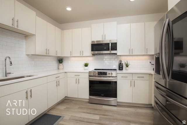 76 E 450 N, Ephraim, UT 84627 - kitchen featuring light wood finished floors, a sink, light countertops, and appliances with stainless steel finishes