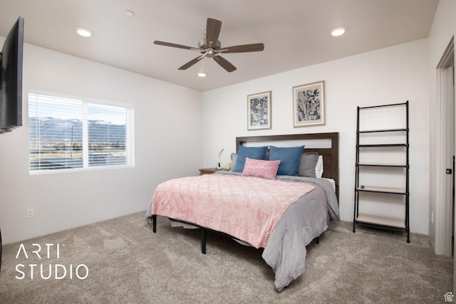 76 E 450 N, Ephraim, UT 84627 - bedroom featuring carpet flooring, ceiling fan, and recessed lighting