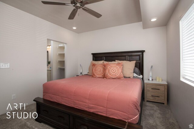 76 E 450 N, Ephraim, UT 84627 - bedroom with carpet flooring, a ceiling fan, multiple windows, and recessed lighting