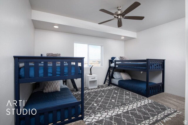 76 E 450 N, Ephraim, UT 84627 - bedroom with a ceiling fan, carpet floors, and recessed lighting