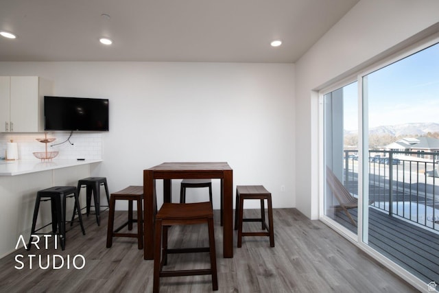 76 E 450 N, Ephraim, UT 84627 - dining space featuring recessed lighting, a mountain view, and wood finished floors