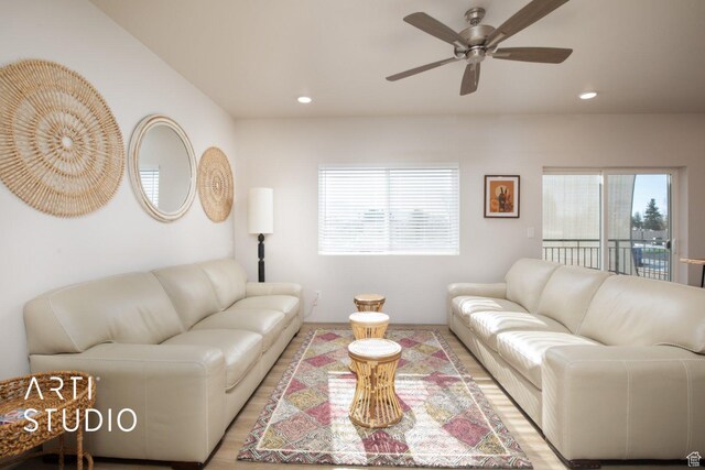 76 E 450 N, Ephraim, UT 84627 - living area featuring recessed lighting and a ceiling fan