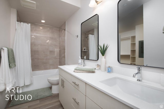 76 E 450 N, Ephraim, UT 84627 - full bathroom featuring toilet, a sink, double vanity, and wood finished floors