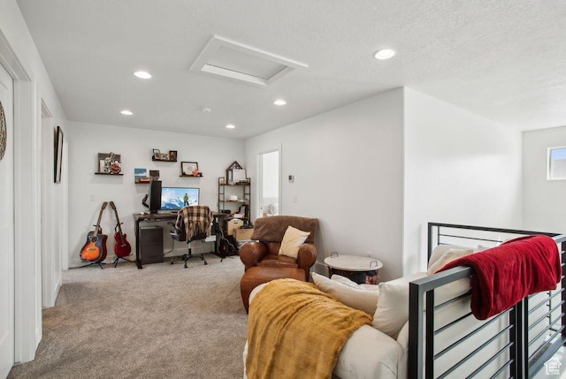 1960 W Jaydin Way S Unit 1, West Haven, UT 84401 - carpeted living area with attic access, recessed lighting, and a textured ceiling