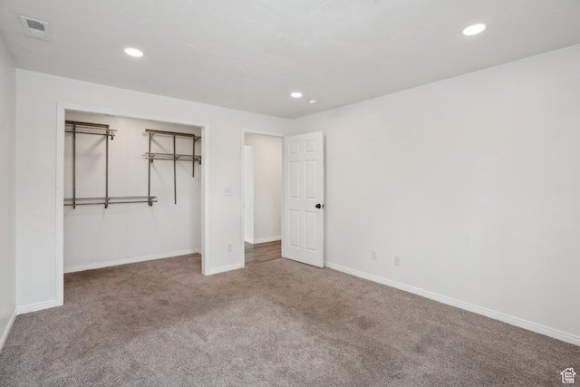 148 N Center St, Midway, UT 84049 - unfurnished bedroom featuring baseboards, visible vents, recessed lighting, and carpet flooring