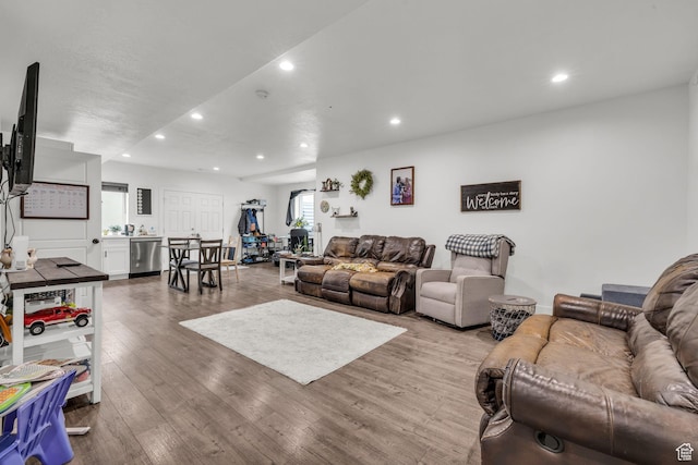 16132 S Coupler Ln Unit 406, Bluffdale, UT 84065 - living area with hardwood / wood-style floors and recessed lighting
