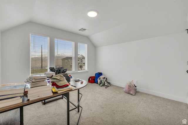 16132 S Coupler Ln Unit 406, Bluffdale, UT 84065 - carpeted office featuring baseboards, lofted ceiling, and visible vents