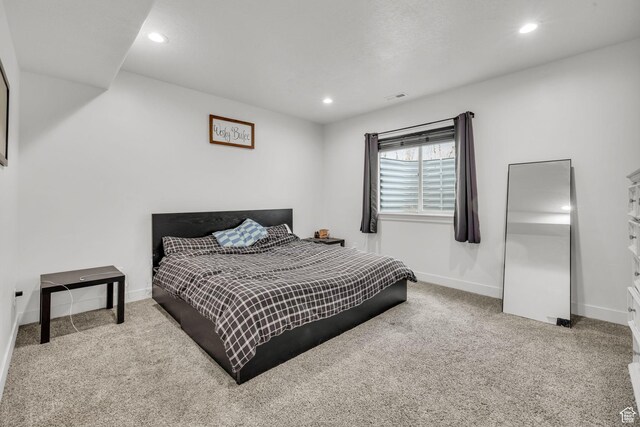16132 S Coupler Ln Unit 406, Bluffdale, UT 84065 - carpeted bedroom featuring baseboards, visible vents, and recessed lighting