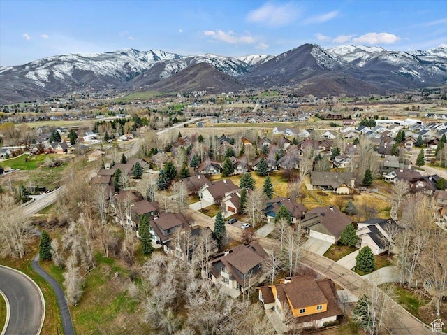 aerial view with a residential view and a mountain view