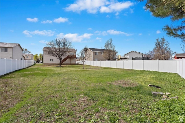 view of yard featuring a fenced backyard