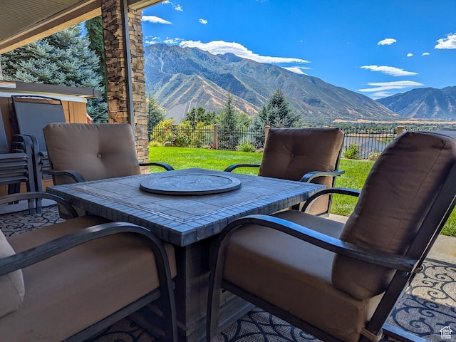 2524 E 700 S, Springville, UT 84663 - view of patio / terrace featuring a fenced backyard and a mountain view